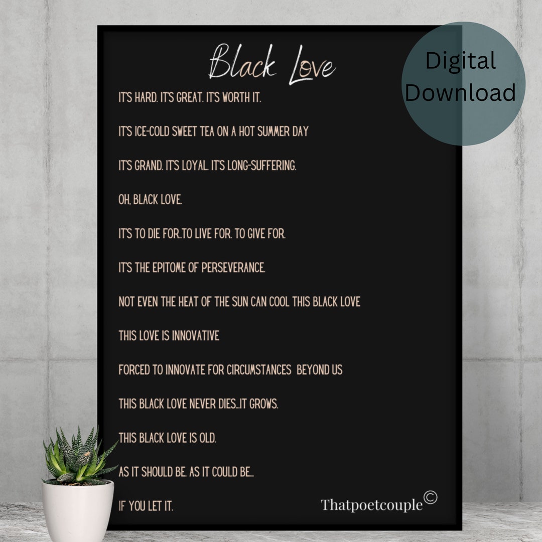 Black Love Poem wall Art Etsy
