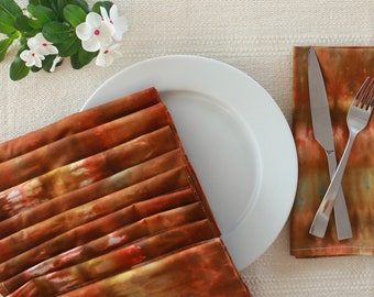 set of 10 ice dye napkins  -autumn