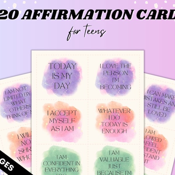 Printable Positive Affirmation Cards for Teens - Etsy