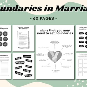 Boundaries in Marriage Workbook Bundle, Relationship Boundaries Journal, Setting Healthy Boundaries, Couples Therapy Worksheet, Codependency