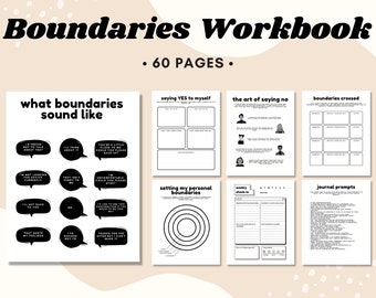 Boundaries Workbook Bundle, Setting Healthy Boundaries, Boundaries Journal, Therapy Worksheet, Relationship, Codependency, Self Care