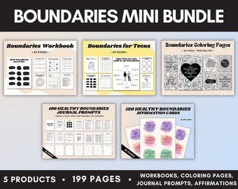 Mini Bundle Limites, Établir Des Limites Saines, Journal Des Limites, Invites De Journal, Pages À Colorier, Affirmations, Feuilles De Thérapie