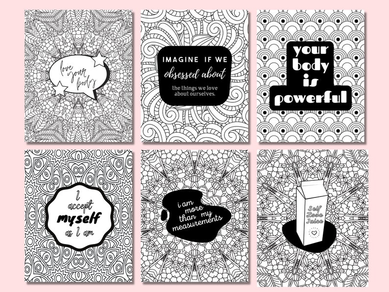 Kolorowanki Body Positivity, Obraz ciała, Akceptacja ciała, Zdrowie psychiczne, Kolorowanki dla dorosłych do druku, Arkusze terapeutyczne zdjęcie 7