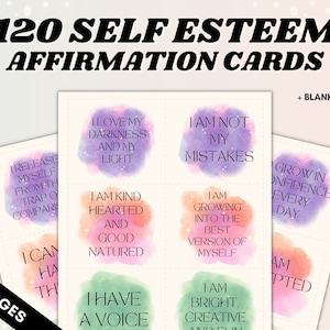 Tarjetas de afirmación de autoestima, imprimibles, confianza, afirmaciones positivas para mujeres, diario de autoestima, libro de trabajo de autoestima, terapia