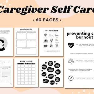 Caregiver Self Care Workbook, Caregiver Journal, Mental Health, Therapy Worksheet, Printable, Caregiver Gift, Affirmations, Wellbeing