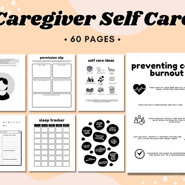 Caregiver Self Care Workbook, Caregiver Journal, Mental Health, Therapy Worksheet, Printable, Caregiver Gift, Affirmations, Wellbeing