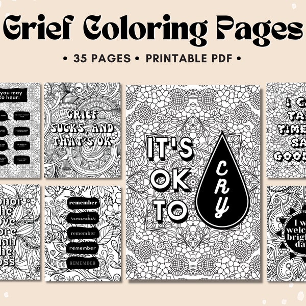 Grief Coloring Pages, Mental Health Coloring Pages, Coloring Pages for Adults Printable, Teen Coloring Pages, Grief Therapy, Grief and Loss