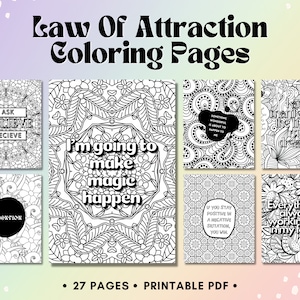 Law of Attraction Coloring Pages, Manifestation Coloring Book, Coloring Pages for Adults Printable, Manifestation Journal, Abundance