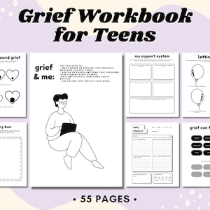 Trauerarbeitsblätter für Jugendliche, Selbstpflege-Arbeitsbuch, Trauertherapie-Journal, für Kinder, Verarbeitung von Trauer, Heilungsarbeitsblatt, Trauer und Verlust