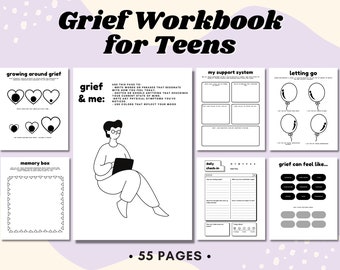 Grief Worksheets for Teens, Self Care Workbook, Grief Therapy Journal, for Kids, Processing Grief, Healing Worksheet, Grief and Loss