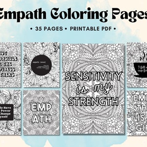 Empath Coloring Pages, Mental Health Coloring Pages, Coloring Pages for Adults Printable, Empath Worksheets, Self Care, Empath Protection