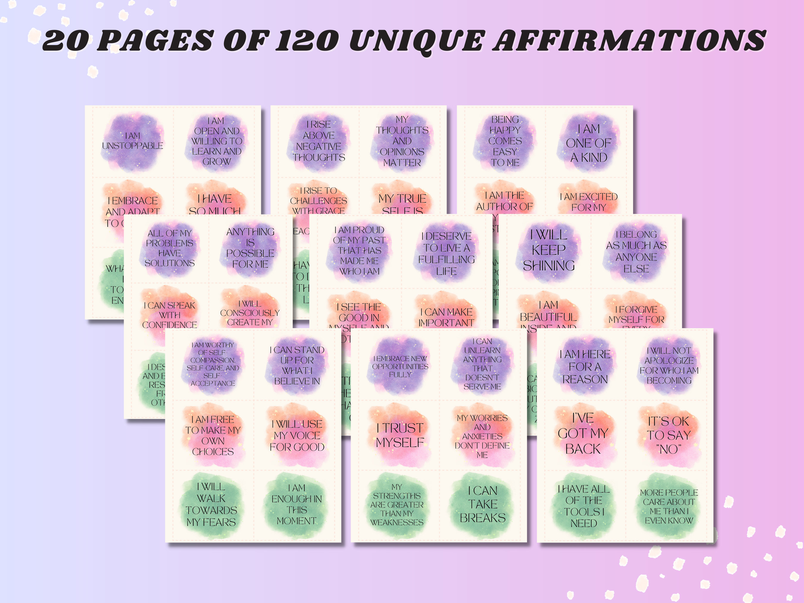 120 Affirmation Cards for Teens, Printable, Positive Affirmations for Teens, Teen Self Care ...
