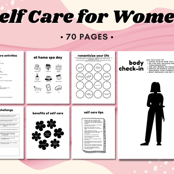 Self Care for Women Workbook, Self Care Journal, Checklist, Mental Health, Therapy Worksheet, Printable, Affirmations, Wellbeing, Gift