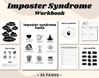 Imposter Syndrome Worksheets, Workbook, Self Esteem, Inner Critic, Mental Health Journal, Healing Worksheet, Self Doubt