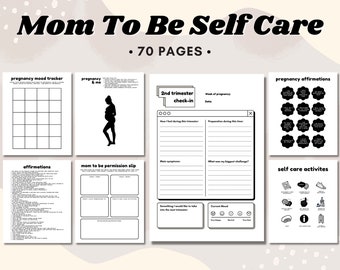 Mom To Be Self Care Workbook, Journal de grossesse, Bundle de grossesse, Feuille de travail de thérapie, Imprimable, Future maman, Affirmations, Bien-être