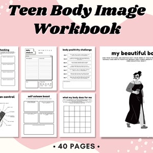 Teen Body Image Workbook, Body Positive Worksheets, Body Acceptance, Self Care for Teens, Therapy Worksheet, Mental Health,Self Love Journal
