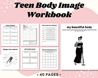 Teen Body Image Workbook, Body Positive Worksheets, Body Acceptance, Self Care for Teens, Therapy Worksheet, Mental Health,Self Love Journal
