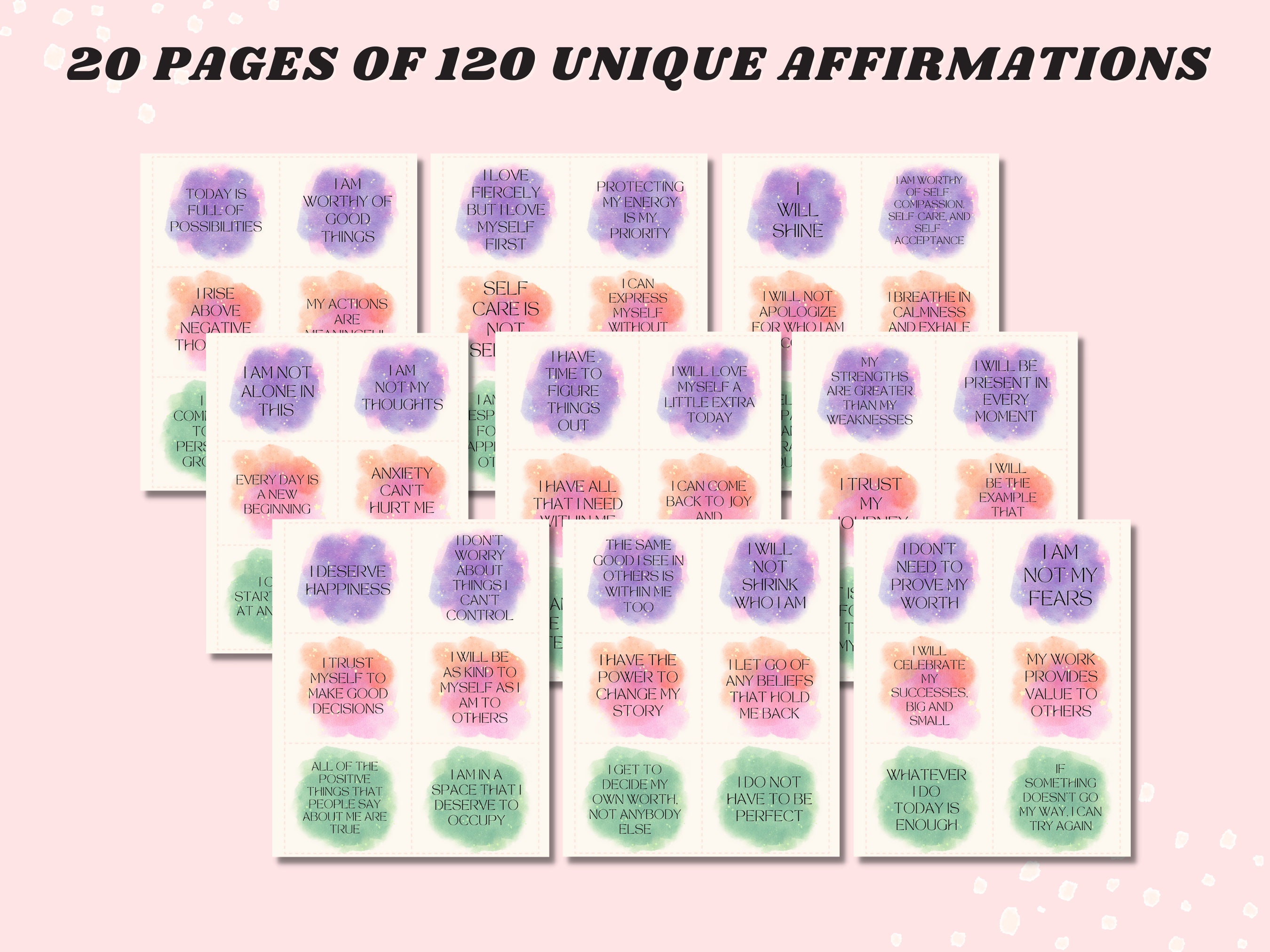 120 Affirmation Cards, Printable, Positive Affirmations for Women, for ...