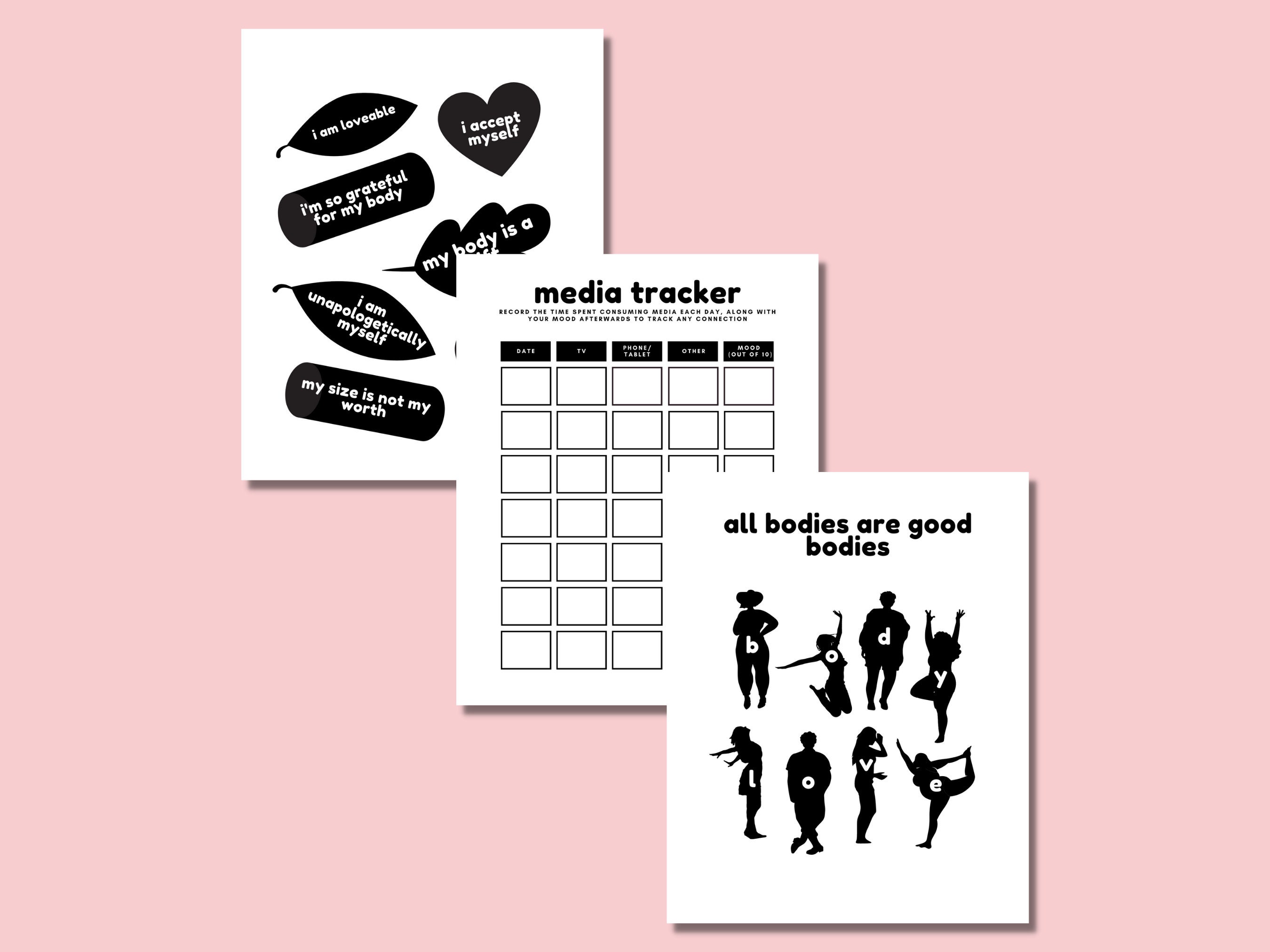 Teen Body Image Workbook, Body Positive Worksheets, Body Acceptance