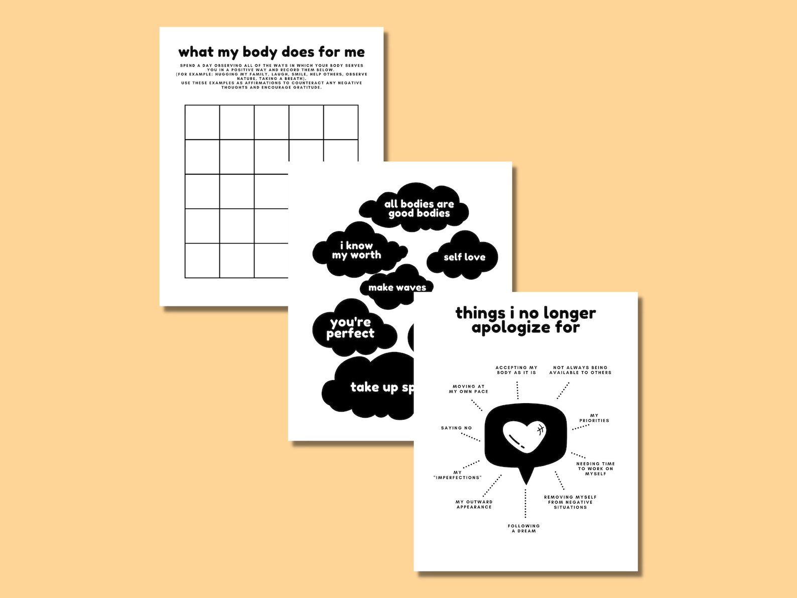 Body Image Workbook, Body Positive Worksheets, Body Acceptance, Healing ...