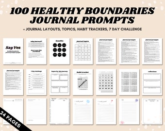 100 Journal Prompts for Healthy Boundaries, Boundaries Journal, Journal Prompts for Mental Health, Deep Prompts, Printable, Therapy Tools