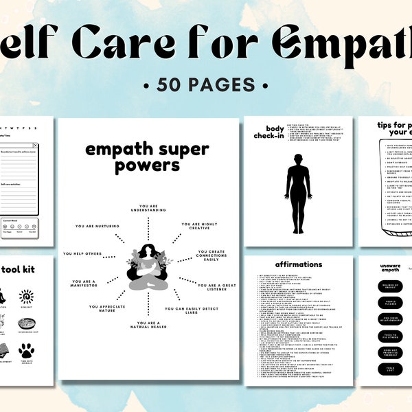 Empath Self Care Workbook, Empath Protection, Highly Sensitive Person Journal, HSP, Energy Protection, Printable, Empowerment