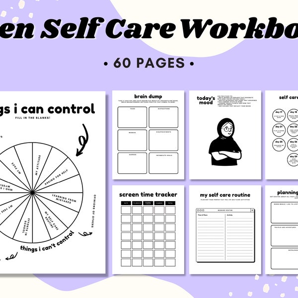 Teen Self Care Workbook, Teen Mental Health, Self Care for Teens, Teen Therapy Worksheet, Teen Self Love Journal, Student, School