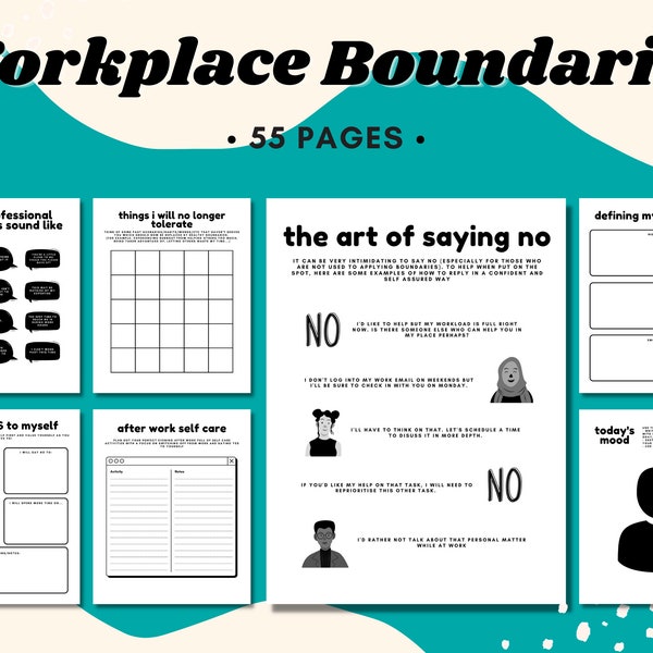 Boundaries at Work Workbook Bundle, Workplace Boundaries, Setting Healthy Boundaries, Boundaries Journal, Therapy Worksheet,Career,Self Care