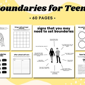 Teen Boundaries Workbook Bundle, Setting Healthy Boundaries, Boundaries Journal, Therapy Worksheet for Teens, Codependency, Self Care