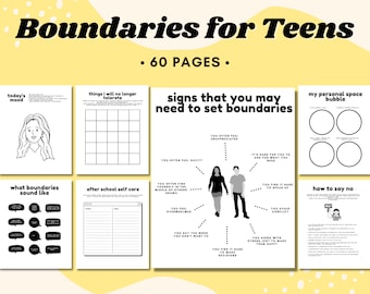 Teen Boundaries Workbook Bundle, Setting Healthy Boundaries, Boundaries Journal, Therapy Worksheet for Teens, Codependency, Self Care