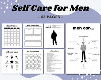 Self Care for Men Workbook, Men's Mental Health, Male Self Care, Therapy Worksheet for Men, Men Self Love Journal, Printable