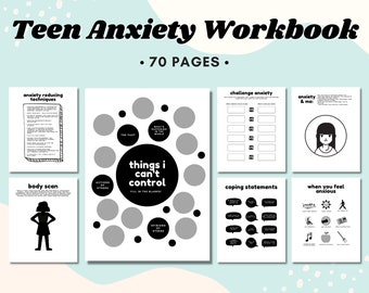 Anxiety Worksheets for Teens, Workbook, Teen Anxiety Journal, Anxiety Relief, Depression, Mental Health Journal, Teen Therapy Worksheet
