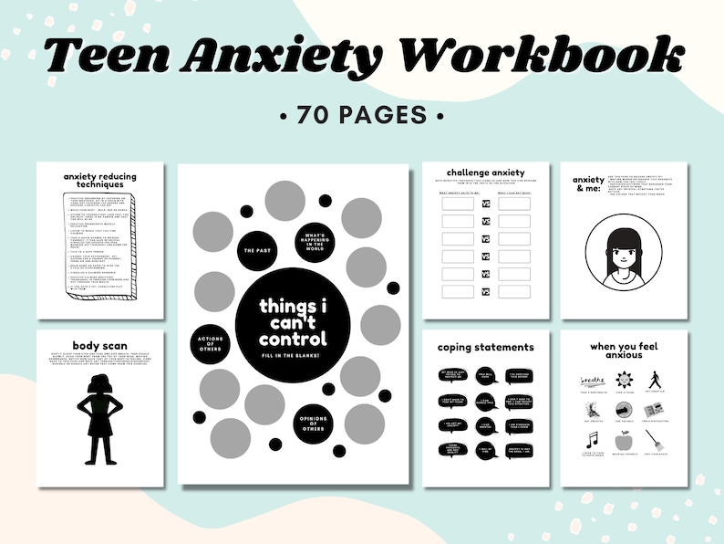 Anxiety Worksheets for Teens, Workbook, Teen Anxiety Journal, Anxiety Relief, Depression, Mental