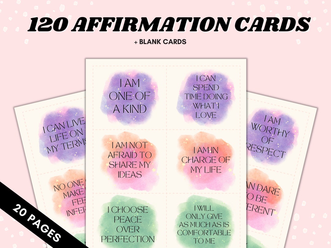 120 Affirmation Cards, Printable, Positive Affirmations for Women, for ...