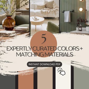 Organic Modern Paint Farbpalette, Sherwin-Williams Evergreen Fog, Urbane Bronze, Alabaster + Sage Grüntöne, Interior Design Guide PDF