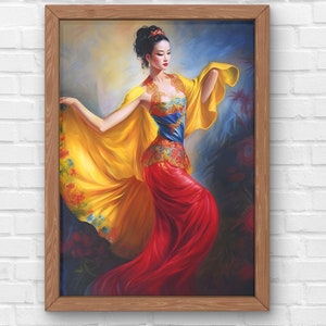 Chinesische Tänzerin Kunstdruck - Asiatische Wand Dekor - Digital Download - Wand Kunst - Wohnkultur - China Kunst