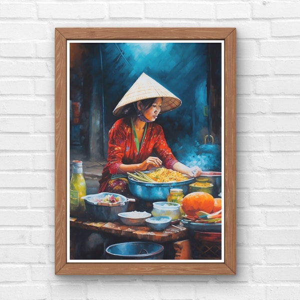 Téléchargement numérique du Vietnam - cuisine de rue - usage commercial - art mural - décoration d'intérieur - affiche de voyage du Vietnam - décoration murale - Hoi An - peinture