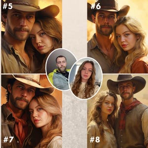 cowboy couple custom portrait