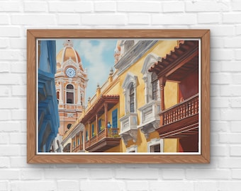 Colombia Digital Download - Cartagena - Commercial Use - Wall Art - Home Decor - Colombia Travel Poster - Wall Decor - Watercolor - Painting