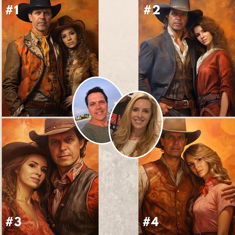 cowboy couple custom portrait