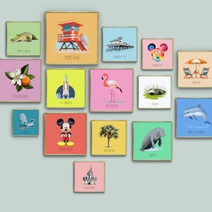 Set di 15 Florida Wall Art - Download digitale - Uso commerciale - Decorazione per la casa - Arte per bambini - Stampa per bambini - Decorazione murale - Idea regalo