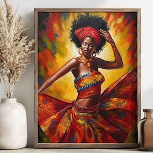 African Dancer Oil Painting - Colorful Wall Art - Digital Download - Home Decor - Wall Decor