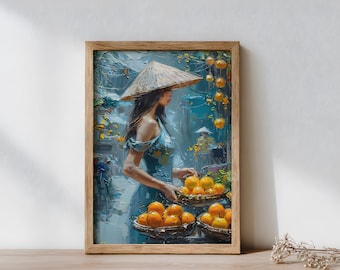 ベトナムの田んぼの油絵 - 東南アジアの風景画（8x10） - Etsy 日本