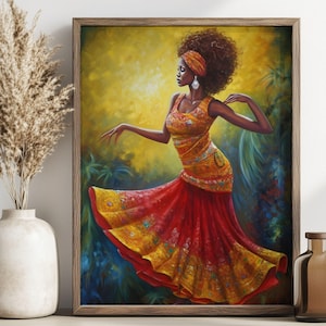 Afrikanische Tänzerin Kunstdruck: Farbenfrohes Wanddekor (Digitaler Download)
