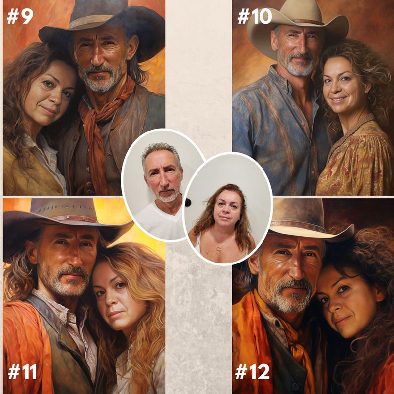 cowboy couple custom portrait