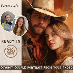 cowboy couple custom portrait