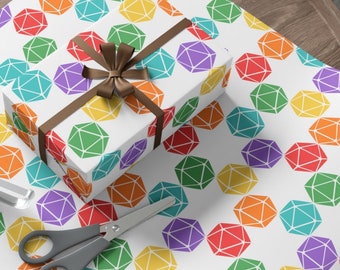 D20 Star Gift Wrap Papers - Embrace Nerdy Magic for Tabletop Gifts - Gaming, Geeky, Fantasy - DnD RPG TTRPG Roleplaying Present Wrap