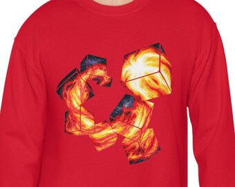 Fireball Dice Sweatshirt Wizard Spell Caster Sweat Shirt D6 Magic DnD Player Gift Damage Dice Roll Gamer Sweater
