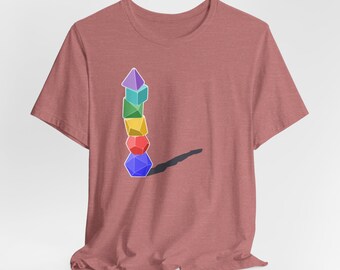 Dice Tower T-Shirt Dnd Gift Idea Dice Set TTRPG Gamer Shirt Rainbow Dice T Shirt RPG Apparel Colorful Men Women Unisex Geeky Nerdy Shirt