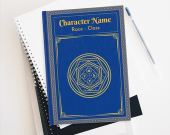 Arcane DnD Character Customizable Journal: Magic Circle Blue Notebook Custom Name Race Class Unique to Each Player or Dungeon Master